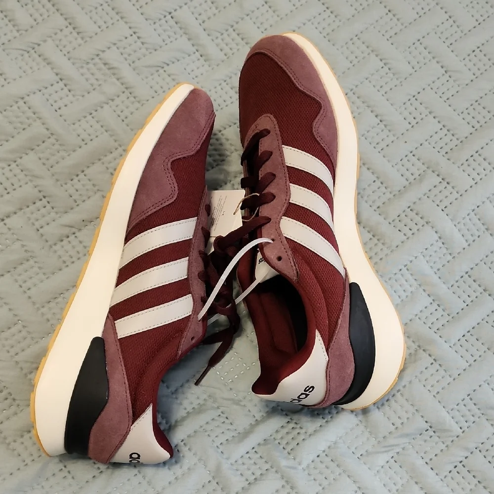 Adidas Men's Maroon and White Sneakers